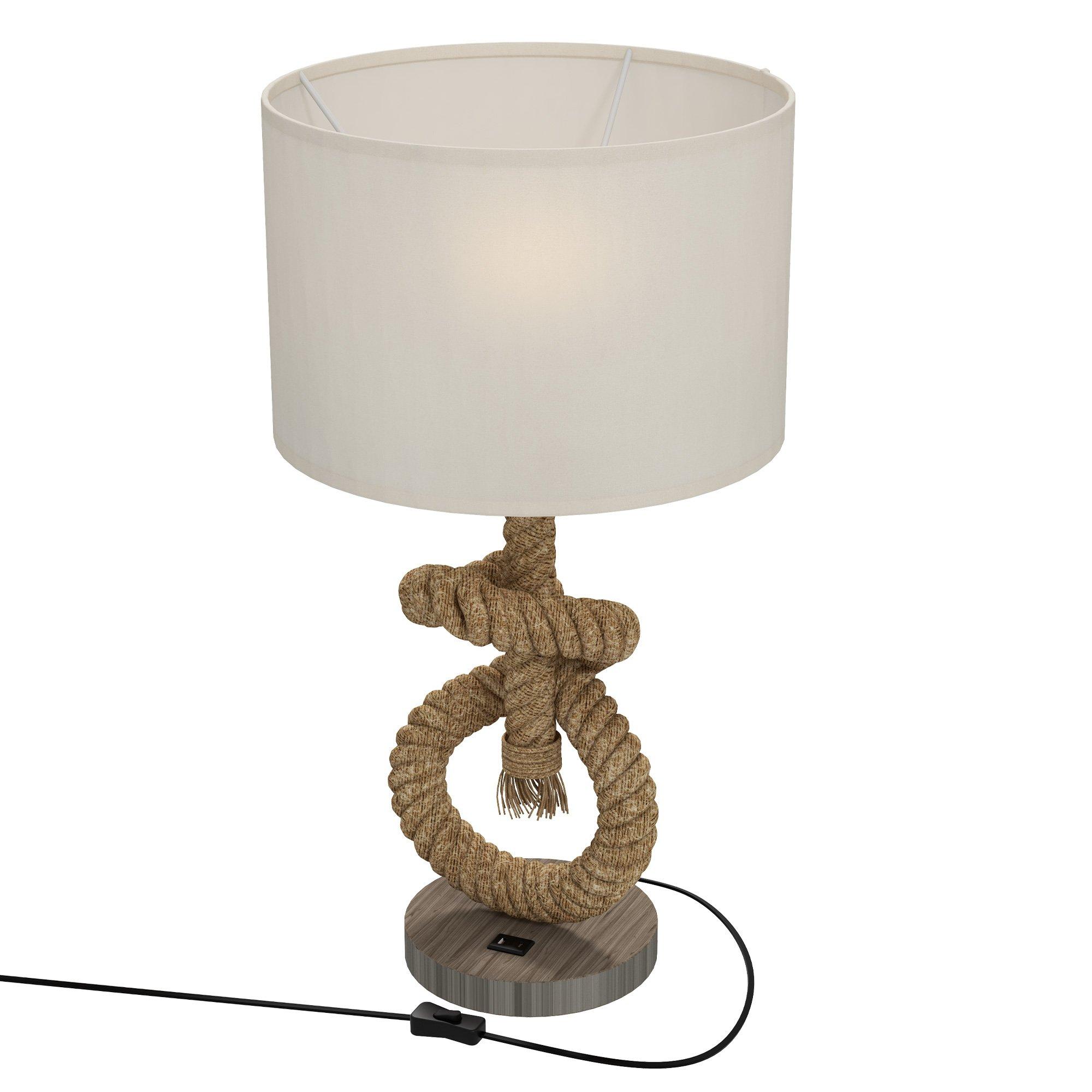 Nautical Table Lamp with USB Port LED Bedside Lamp for Bedroom